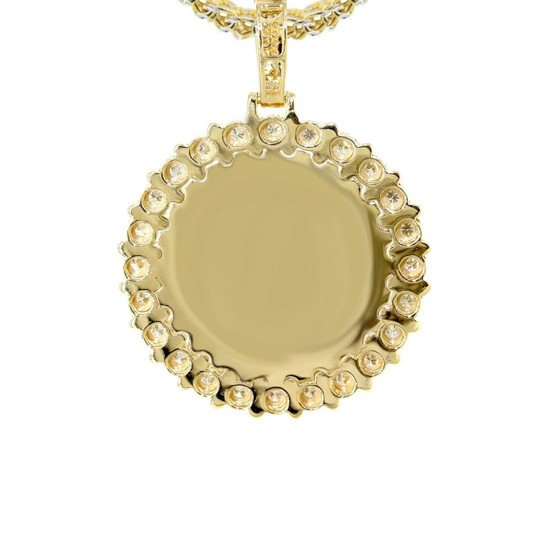 14K Yellow Gold Diamond Round Picture Pendant Necklace | 0.63 Carats | Appx. 16 Grams