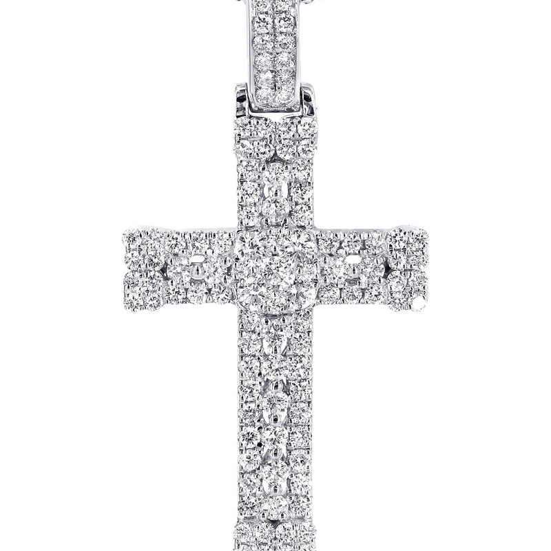 14K White Gold Diamond Cross Necklace | 1.04 Carats