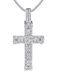 14K White Gold Diamond Cross Necklace | 1.04 Carats