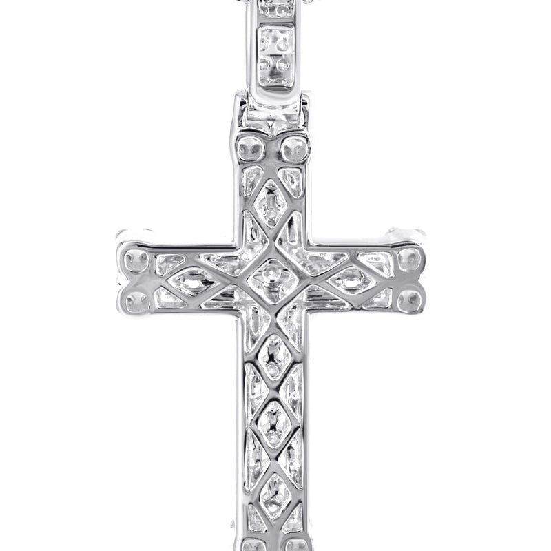 14K White Gold Diamond Cross Necklace | 1.04 Carats