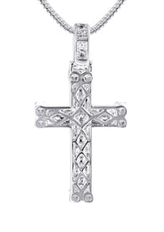 14K White Gold Diamond Cross Necklace | 1.04 Carats