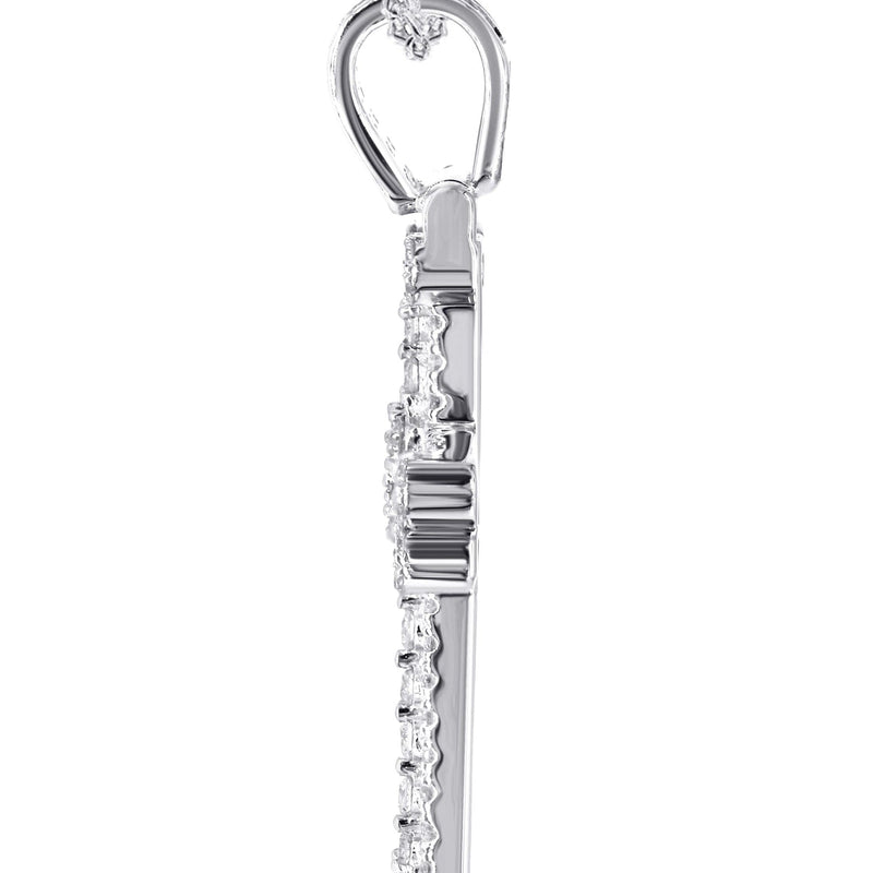 14K White Gold Diamond Cross Necklace | 1.04 Carats
