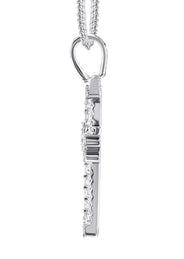 14K White Gold Diamond Cross Necklace | 1.04 Carats