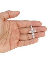 14K White Gold Diamond Cross Necklace | 1.04 Carats