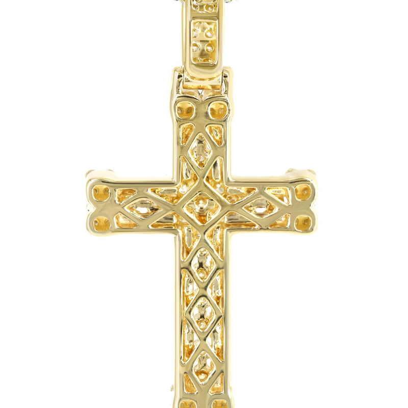 14K Yellow Gold Diamond Cross Necklace | 1.04 Carats