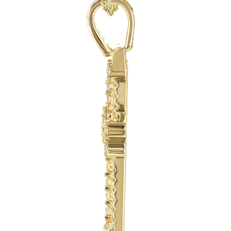 14K Yellow Gold Diamond Cross Necklace | 1.04 Carats