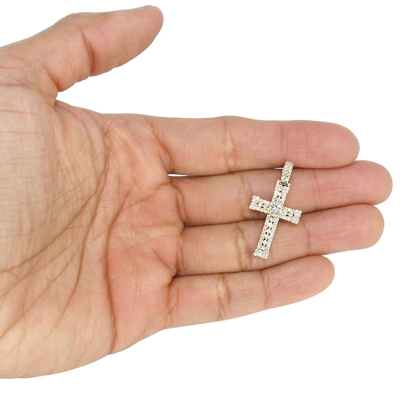 14K Yellow Gold Diamond Cross Necklace | 1.04 Carats