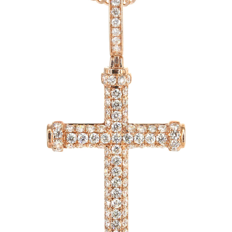 14K Rose Gold Diamond Cross Necklace | 1.28 Carats