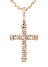 14K Rose Gold Diamond Cross Necklace | 1.28 Carats