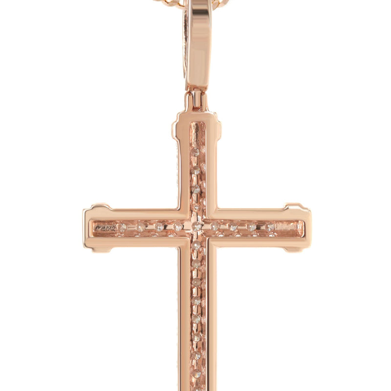 14K Rose Gold Diamond Cross Necklace | 1.28 Carats