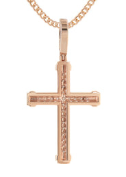 14K Rose Gold Diamond Cross Necklace | 1.28 Carats