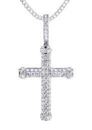 14K White Gold Diamond Cross Necklace | 1.28 Carats