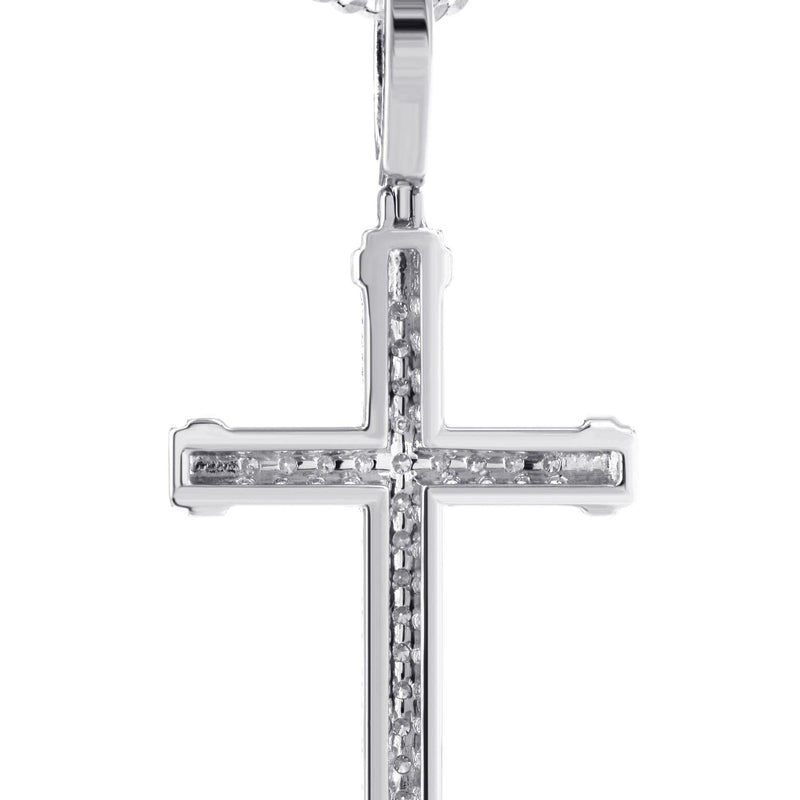 14K White Gold Diamond Cross Necklace | 1.28 Carats