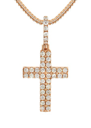 14K Rose Gold Diamond Cross Necklace | 0.98 Carats