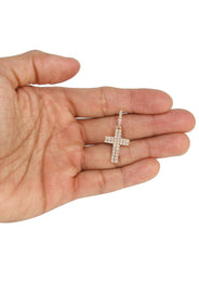 14K Rose Gold Diamond Cross Necklace | 0.98 Carats