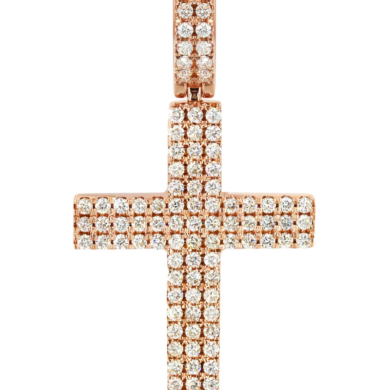 14K Rose Gold Diamond Cross Necklace | 1.69 Carats