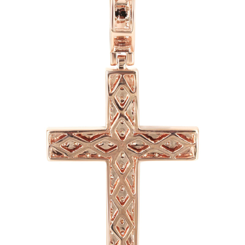 14K Rose Gold Diamond Cross Necklace | 1.69 Carats
