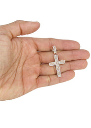 14K Rose Gold Diamond Cross Necklace | 1.69 Carats