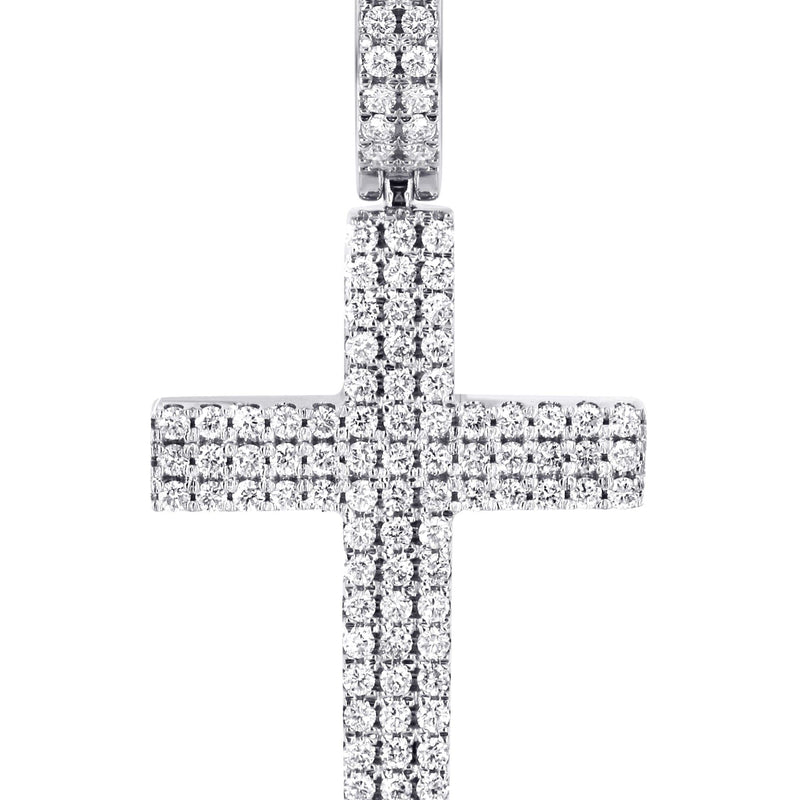 14K White Gold Diamond Cross Necklace | 1.69 Carats