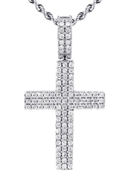 14K White Gold Diamond Cross Necklace | 1.69 Carats
