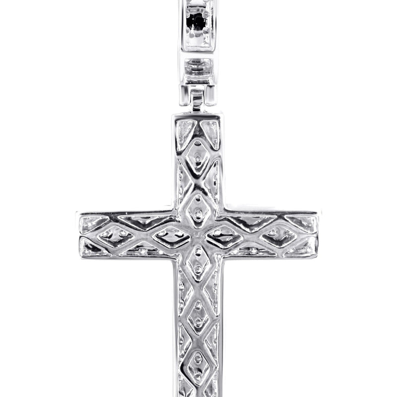 14K White Gold Diamond Cross Necklace | 1.69 Carats