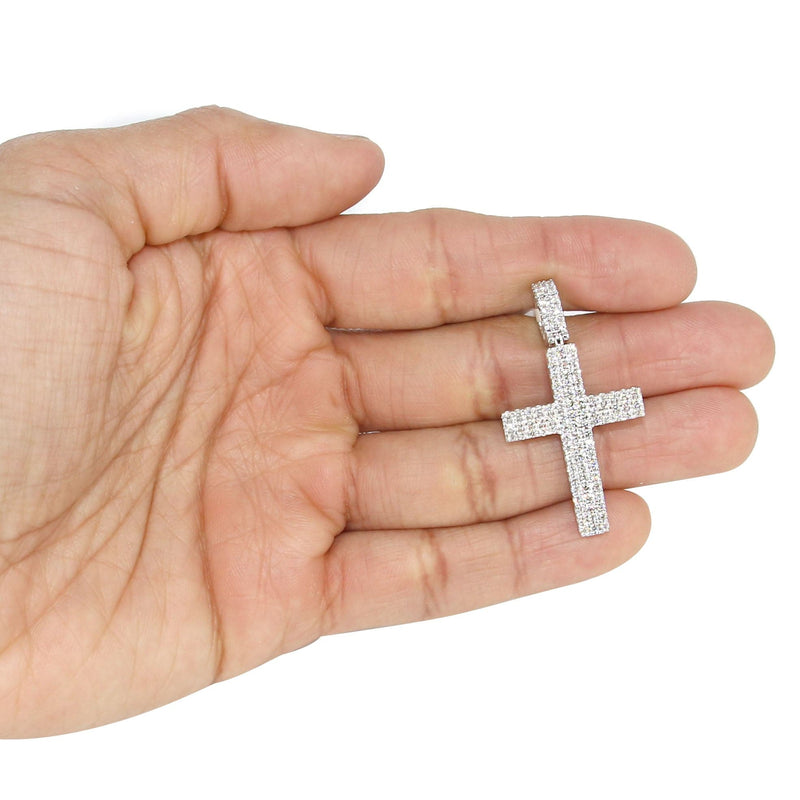 14K White Gold Diamond Cross Necklace | 1.69 Carats
