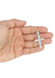 14K White Gold Diamond Cross Necklace | 1.69 Carats