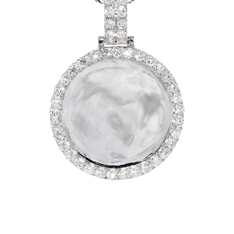 14K White Gold Diamond Round Picture Pendant Necklace | 3.11 Carats | Appx. 20.6 Grams