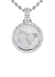 14K White Gold Diamond Round Picture Pendant Necklace | 3.11 Carats | Appx. 20.6 Grams