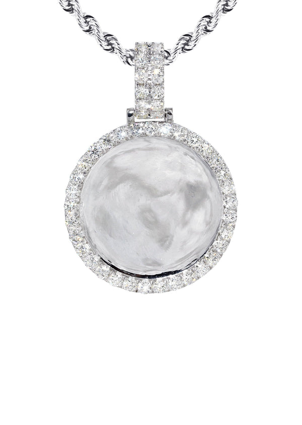 14K White Gold Diamond Round Picture Pendant Necklace | 3.11 Carats | Appx. 20.6 Grams