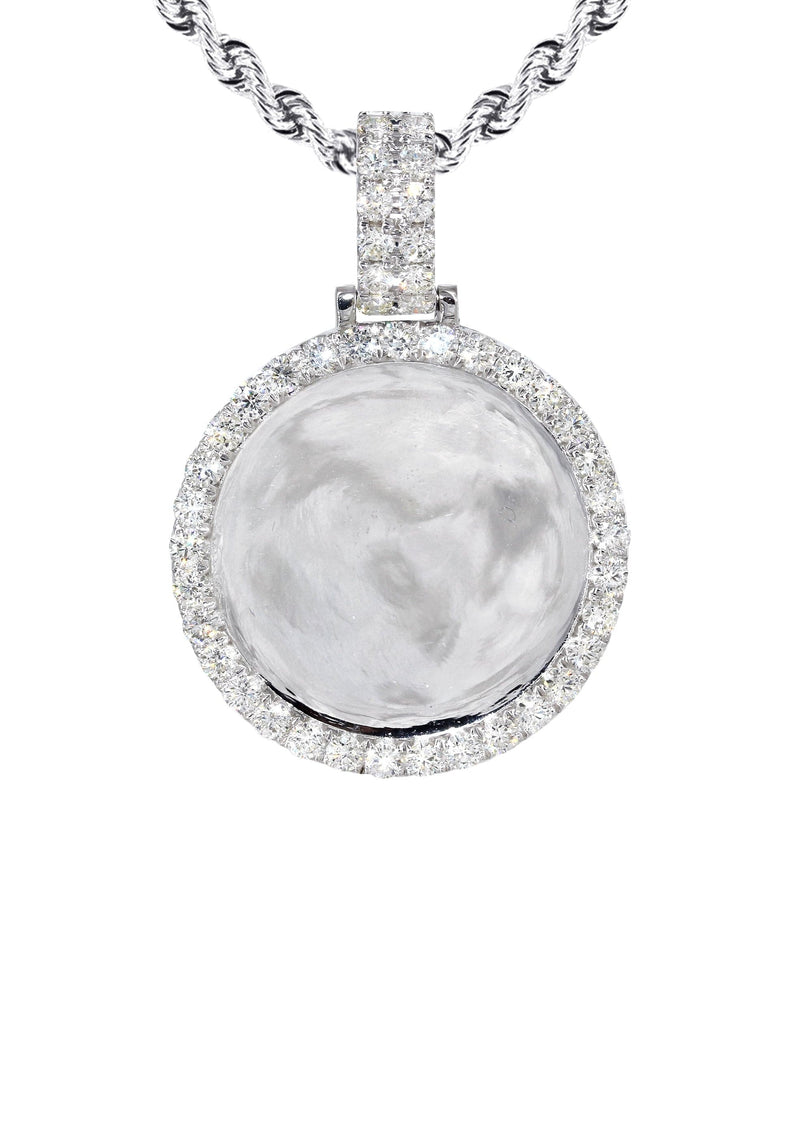 14K White Gold Diamond Round Picture Pendant Necklace | 3.11 Carats | Appx. 20.6 Grams