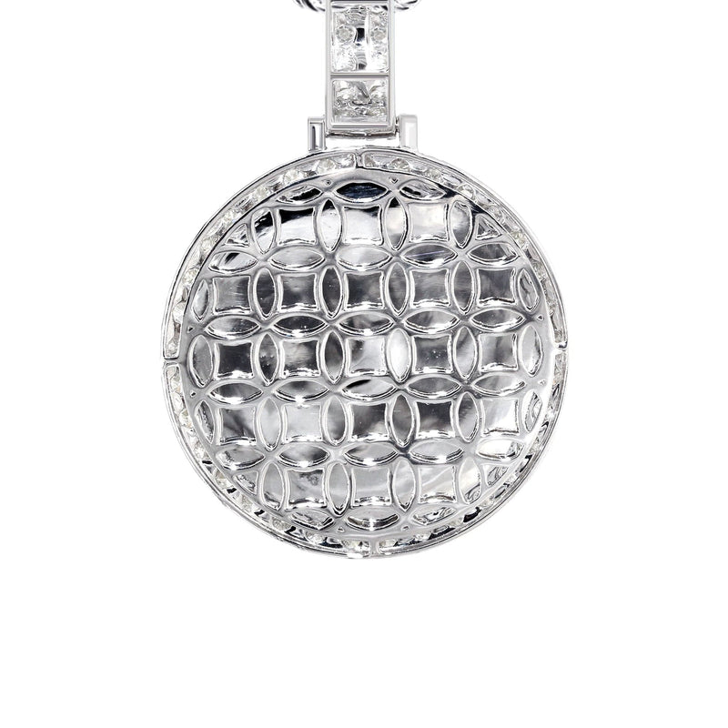14K White Gold Diamond Round Picture Pendant Necklace | 3.11 Carats | Appx. 20.6 Grams
