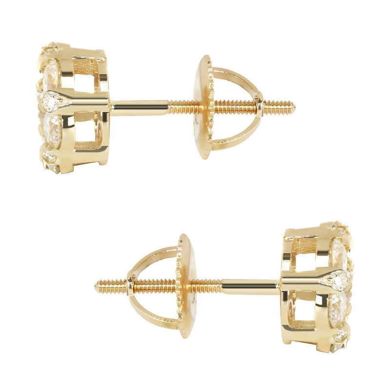 Mens Stud Diamond Earrings | 1.25 Carats 14K Yellow Gold