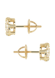 Mens Stud Diamond Earrings | 1.25 Carats 14K Yellow Gold