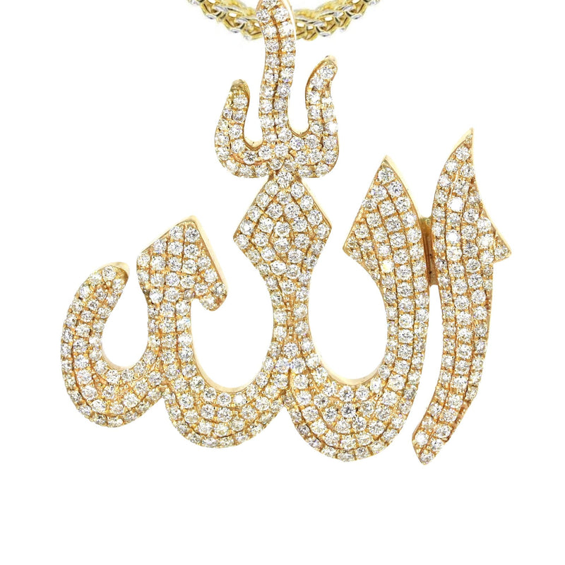 14K Yellow Gold Diamond Allah Necklace | 2.1 Carats