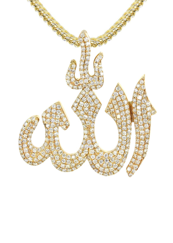 14K Yellow Gold Diamond Allah Necklace | 2.1 Carats