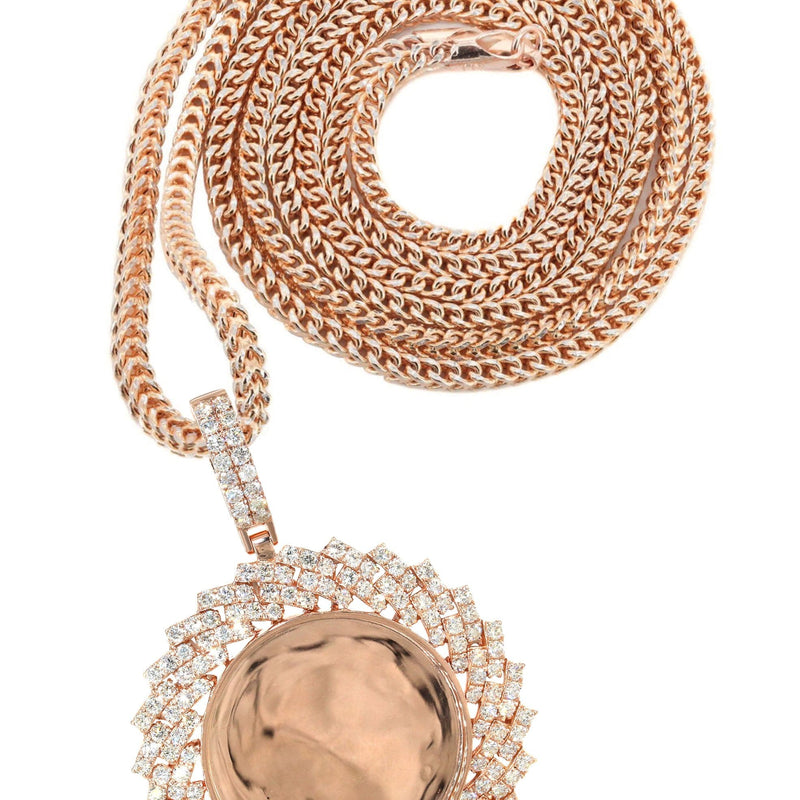14K Rose Gold Diamond Round Picture Pendant Necklace | 3.85 Carats | Appx. 13 Grams