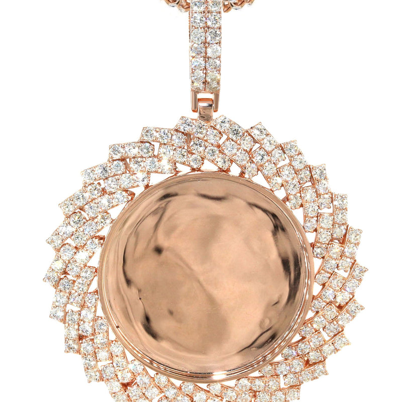 14K Rose Gold Diamond Round Picture Pendant Necklace | 3.85 Carats | Appx. 13 Grams