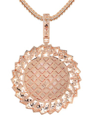14K Rose Gold Diamond Round Picture Pendant Necklace | 3.85 Carats | Appx. 13 Grams
