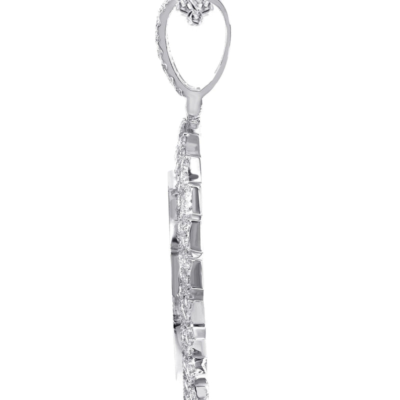 14K White Gold Diamond Round Picture Pendant Necklace | 3.85 Carats | Appx. 12.5 Grams