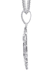 14K White Gold Diamond Round Picture Pendant Necklace | 3.85 Carats | Appx. 12.5 Grams