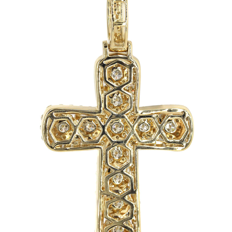 14K Yellow Gold Diamond Cross Necklace | 2.9 Carats