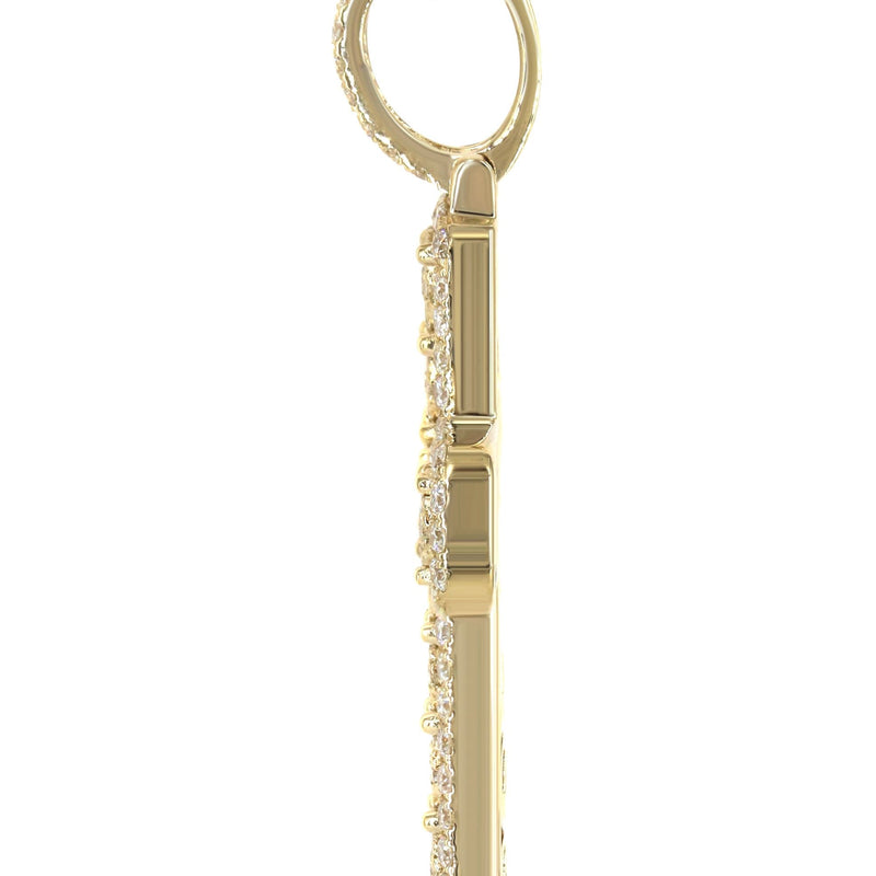 14K Yellow Gold Diamond Cross Necklace | 2.9 Carats