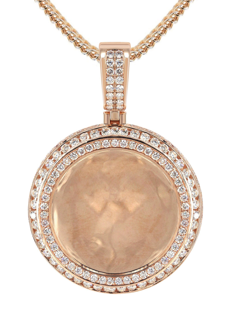 14K Rose Gold Diamond Round Picture Pendant Necklace | 4.25 Carats | Appx. 20.9 Grams