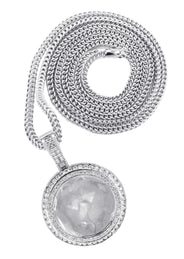 14K White Gold Diamond Round Picture Pendant Necklace | 4.25 Carats | Appx. 21 Grams