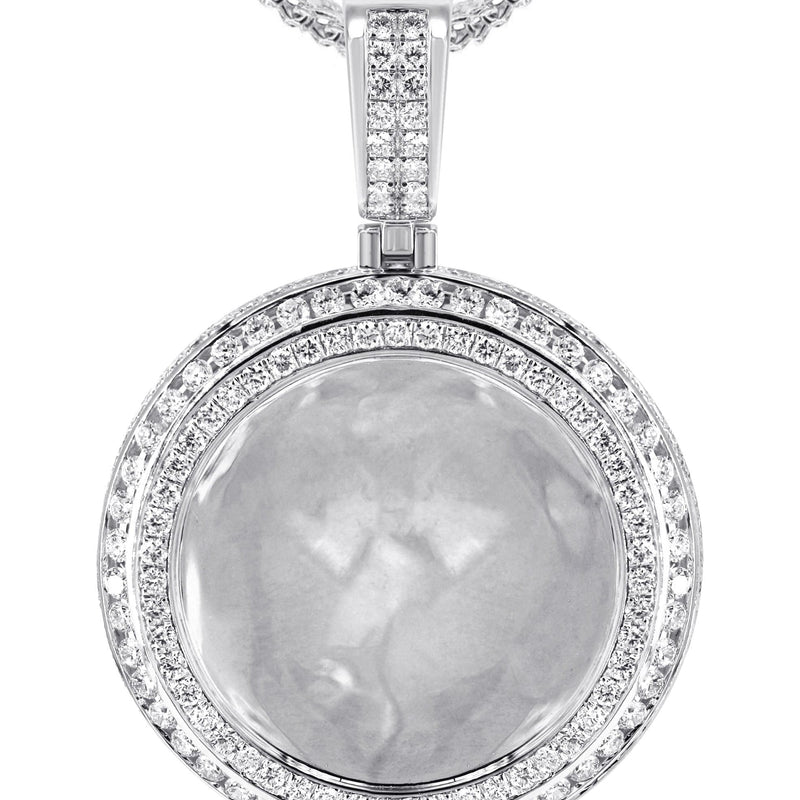 14K White Gold Diamond Round Picture Pendant Necklace | 4.25 Carats | Appx. 21 Grams