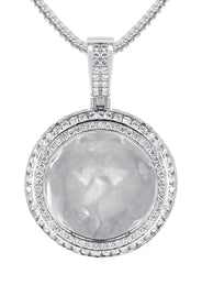 14K White Gold Diamond Round Picture Pendant Necklace | 4.25 Carats | Appx. 21 Grams