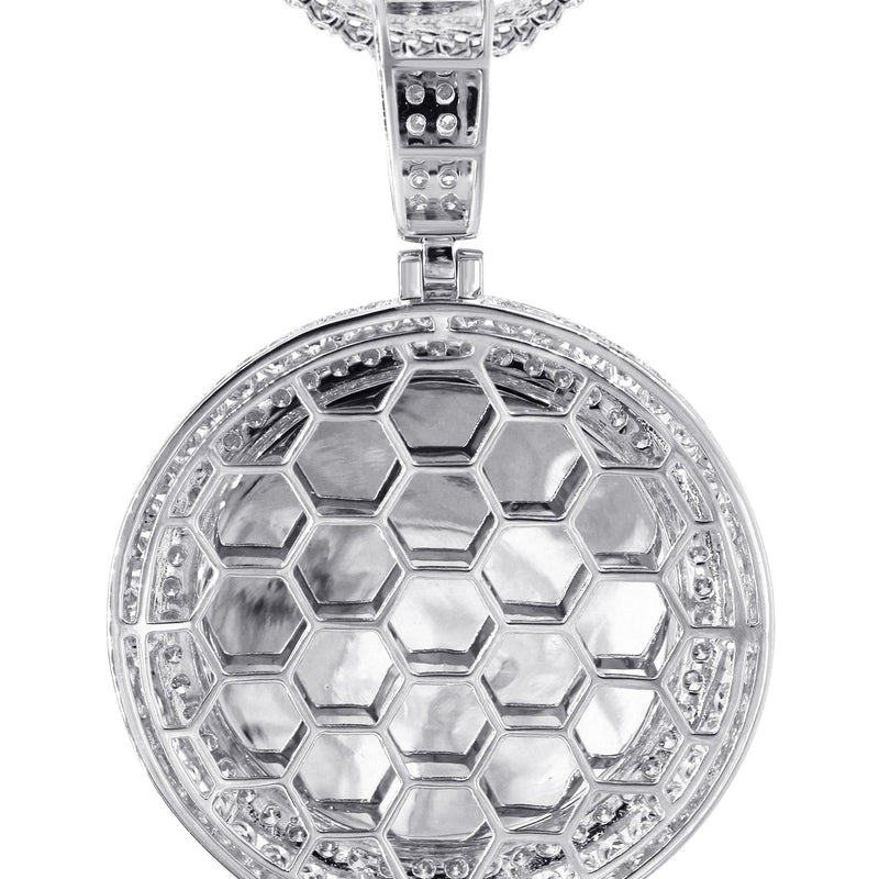 14K White Gold Diamond Round Picture Pendant Necklace | 4.25 Carats | Appx. 21 Grams