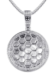 14K White Gold Diamond Round Picture Pendant Necklace | 4.25 Carats | Appx. 21 Grams
