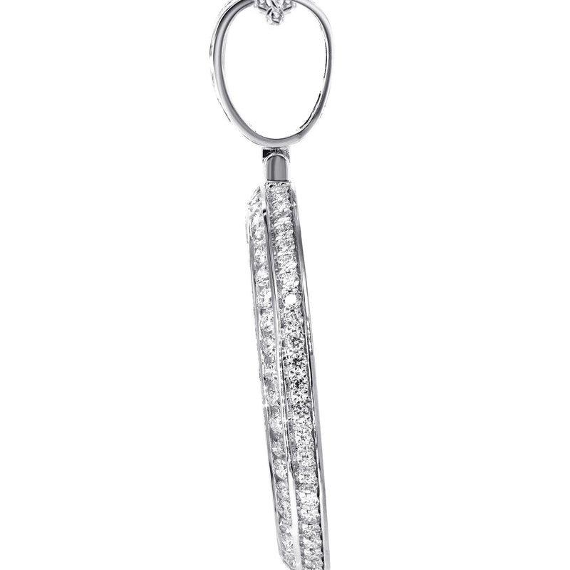 14K White Gold Diamond Round Picture Pendant Necklace | 4.25 Carats | Appx. 21 Grams